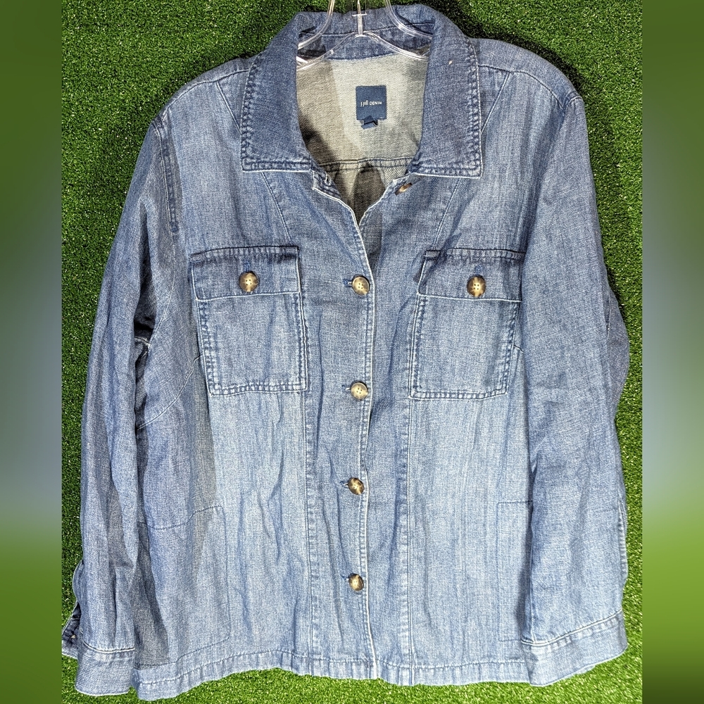 J Jill cotton linen size extra large denim type jacket with front pockets